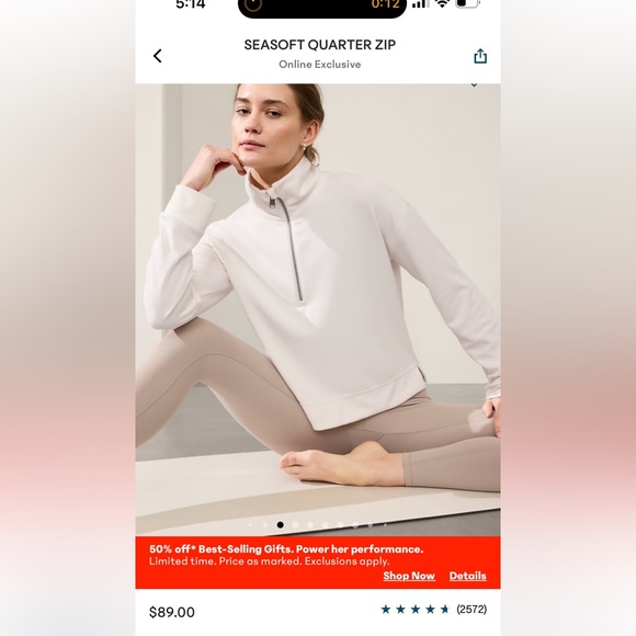 NWOT ATHLETA SEASOFT QUARTER ZIP - Picture 1 of 5